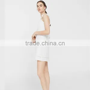 2017 Hot Style Women off Shoulder Sexy Short Square Neckline Bow Linen Dress thumbnail-4