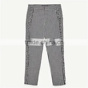 Spring Women Soft Slim Gingham Trousers thumbnail-6
