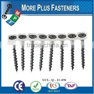 Made in Taiwan Phillips Bugle Head Coarse or Fine Thread Sharp Point Drywall Screw Collated in Plastic Strips thumbnail-4