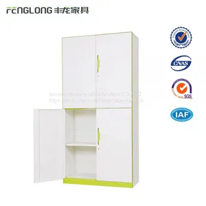 High Quality Steel 4 Door Two Tier Wardrobe / Metal Clothes Locker Cabinet for School Dorm thumbnail-3