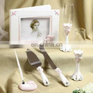 Novel Double Heart Design High Quality Resin Wedding Decorations Guest Book Set thumbnail-1