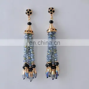 Lovely Beaded Tassel Tinsel Tdrops Earring thumbnail-2