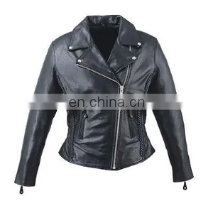 HMB-0328A WOMEN LEATHER JACKETS BASIC BIKER FASHION COATS thumbnail-1