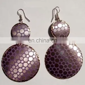 HAND CARVED BRASS EARRINGS,DANGLE EARRINGS thumbnail-1