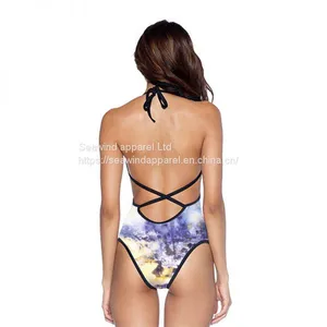 Swimwear Women Custom Print Beach Training & Jogging Wear Fitness Tie Tights Swimwear thumbnail-2