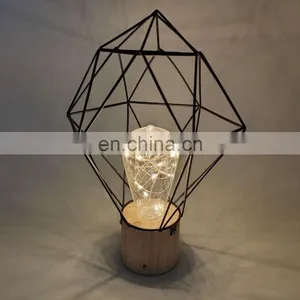 Wooden Metal Lantern Led Copper Wire String Light For Home Decoration Night Light thumbnail-5