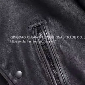HOT SALE 2021 NEW FASHION MEN'S WASHED BASEBALL GENUINE SHEEPSKIN LEATHER JACKET thumbnail-5