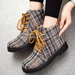 Casual Shoes Women Korean Style Trendy Short Boots Women Thick Velvet Lace-up Flat Shoes Women thumbnail-5
