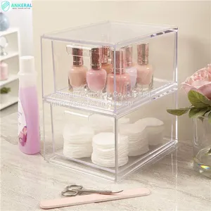 2021 Best Selling High Quality Clear Acrylic Cosmetic Drawer Box Makeup Jewelry Organizer Box thumbnail-1