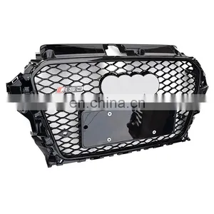 RS3 Front Bumper Grill for Audi A3 Material Black RS3 High Quality Radiator Center Honeycomb Grills no LOGO Style 2014 2015 2016 thumbnail-5