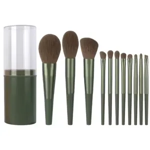 Cheap Travel 11pcs Makeup Brush Set Soft Fiber Hair Cosmetics Tools Custom Logo Long Tube Real Makeup Powder Blush Eye Brush Set thumbnail-4