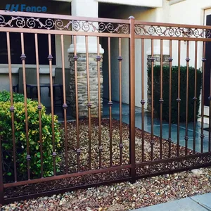 Modern Steel Garden Fence Galvanized Steel Picket 6'x8' Black Wrought Iron Fence Panels thumbnail-1