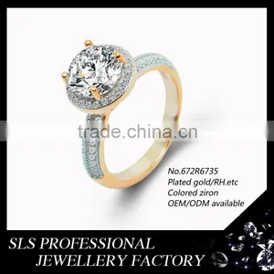 Big Stone Ring Designs High Quality cz Engagement Rings 18 Karat Gold Plated Ring thumbnail-1