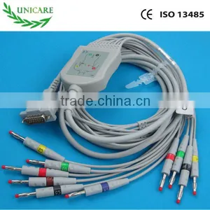 One-Piece 10 Lead ECG Cable With Leadwire, Snap, AHA, Compatible,TPU thumbnail-1