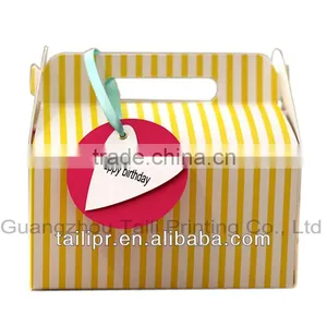 Yellow Stripe Paper Mache Craft Custom Made Box thumbnail-1
