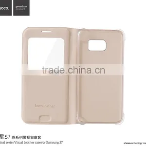 Hoco Flip PU Leather Case For Samsung S7 Original Series Leather View Window Protective Case For S7 TB-0259 thumbnail-6