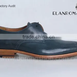 Gentle Fashion Real Calf Leather Derby Dyed Blue Men Business Natural Leather Dress Shoes thumbnail-2