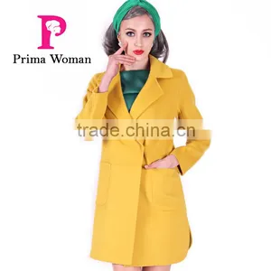 2016 Fashion Spring Wholesale Clothing Medium Length Slim Fit Wool Women Trench Coat thumbnail-1