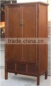 Chinese Antique Brown Wooden Wedding Cabinet thumbnail-1