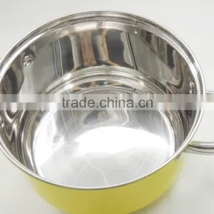 Low Cost Yellow Painting Exterior Stainless Steel Pot Kitchen Utensil thumbnail-2