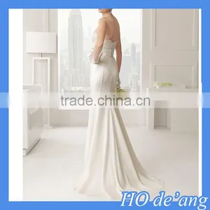HOGIFT Simple Bra Small Trailing Fishtail Wedding Bridal,Marry You Deep V-neck Sleeveless Sexy Mermaid Wedding Dress thumbnail-2
