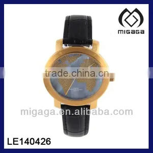 Global Fashion Unisex Men Women Lady Girls World Map Brown Leather Alloy Analog Quartz Watches*WORLD MAP QUARTZ WATCHES thumbnail-1