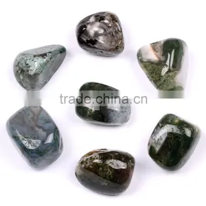 20mm Green Moss Agate Tumbled Stones thumbnail-1