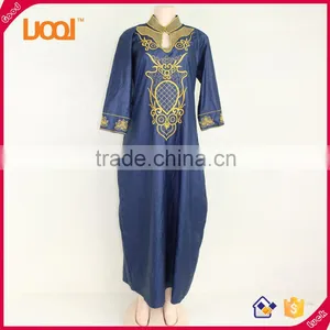 Casual Emboridered Lady Summer Indian Designs Long Sleeve Maxi Dress for Women thumbnail-1