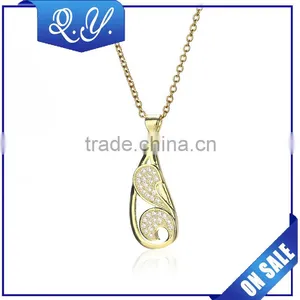 Gold Chain Dress Accessories Jewelry Water Drop Zircon Pendant Necklace thumbnail-1