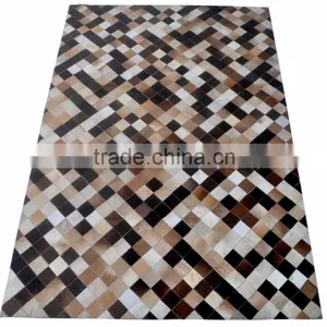 Patchwork Hair-On Cowhide Leather Rug PL-343 thumbnail-1