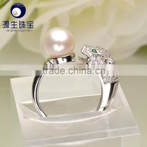 Leopard Head Design Natural Fresh Water Cheap Engagement Rings thumbnail-1