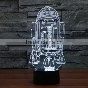 Usb + Battery Operated Acrylic Night Light Lamp Led 3d Color Change Warship Shape Light for Children Kids Baby Led Lamp thumbnail-6