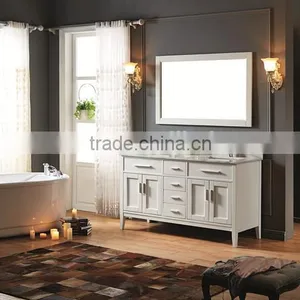 Double Sinks Solid Wood Bathroom Vanity With 18mm Marble thumbnail-6