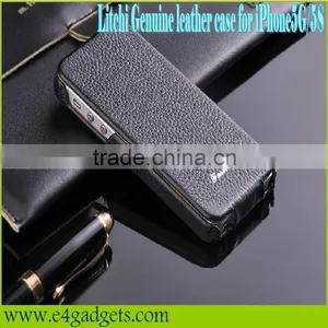 New Arrival Open Up and Down Litchi Texture Cowhide Flip Hot Case for Iphone5,for Iphone5 Cover Case thumbnail-1