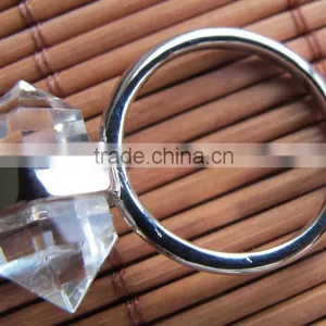 2015 Hot Jewelry 925 Sterling Silver Gemstone Ring With Double Point Rock Crystal Clear Quartz Gemstone Wedding Ring thumbnail-3