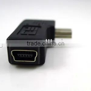 Mini USB 2.0 5P Male to Female M - F Extension Adapter 90 Degree Left Angled thumbnail-1