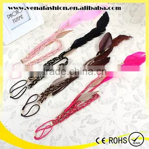 Mix Colors Indian Braided Feather Long Elastic Hair Bands thumbnail-5