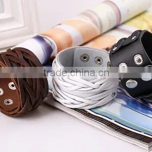 Unisex Wrap Cuff Bangle Punk Leather Bracelet Women Mutil Layers Bracelet thumbnail-2