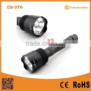 C8-3T6 Rechargeable 3*XML L2 T6 LED Hight Brightest Flashlight 3800LM Police Xml t6 Flashlight thumbnail-1