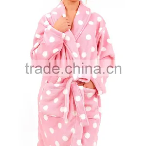 100% Polyester Lady Pink Coral Fleece Cheap Bathrobe Wholesale Bathrobe thumbnail-1