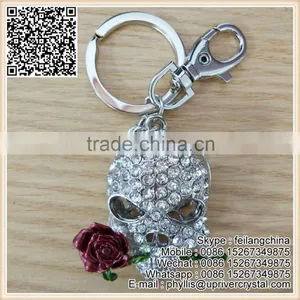Cheap Fashion Good Quality Rose Skull Bite Keychain thumbnail-1