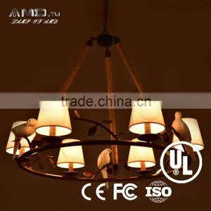Resin Creative Bird Cloth Lamp Shade Lighting Iron Handmade Hemp Rope Light thumbnail-4