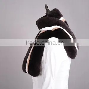 2016 New Fashion Fur Scar For Women Rex Rabbit Fur Scarf Coffee Multi Color KZ160082 thumbnail-2