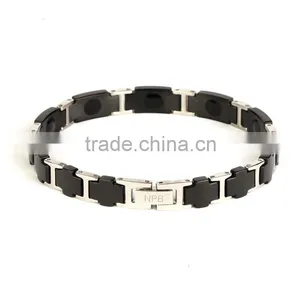 Noproblem P065 Germanium Tourmaline Power Beads Black Stainless Steel Bracelet thumbnail-3