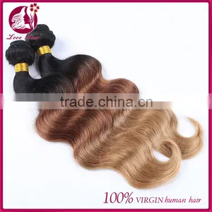 Ombre Natural Color Brown Light Color Virgin Malaysian Hair Body Wave Human Hair Extensions thumbnail-4