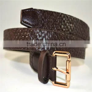Fashion PU Fake Leather With Grid Lines Pattern and Pin Buckle Belt thumbnail-4