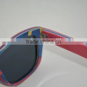 2015 Top Quality Retro Sunglasses Custom Handmade Skateboard Wood Sunglasses Frames Polarized Yellow Lens Sunglasses thumbnail-5