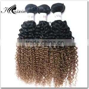 Burmese and Cambodia Ombre Deep Curly Human Hair/ Hair Dye Human Hair Extension/100% Real Virgin Indian Hair Wholesale thumbnail-2