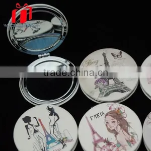 Red Crocodile Pu Leather Portable Foldable Cosmetic Mirror Compact Mirror thumbnail-1