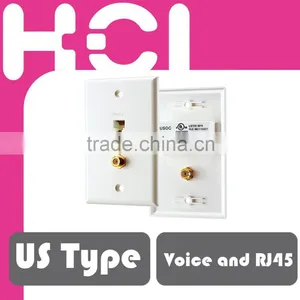 US Type 2 Port TV and RJ45 8P6C Voice Faceplate thumbnail-1